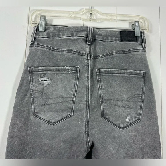 American Eagle Curvy High rise Gray Jegging Distressed Size 4 Next Level Stretch - Picture 6 of 13